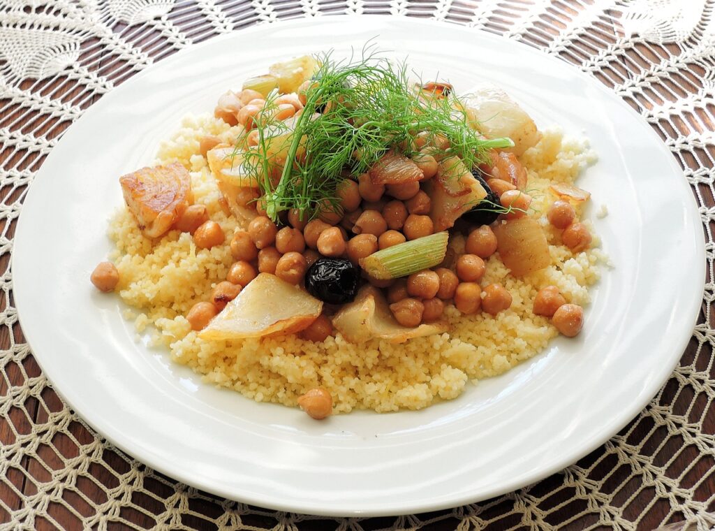 couscous, fennel, chick peas